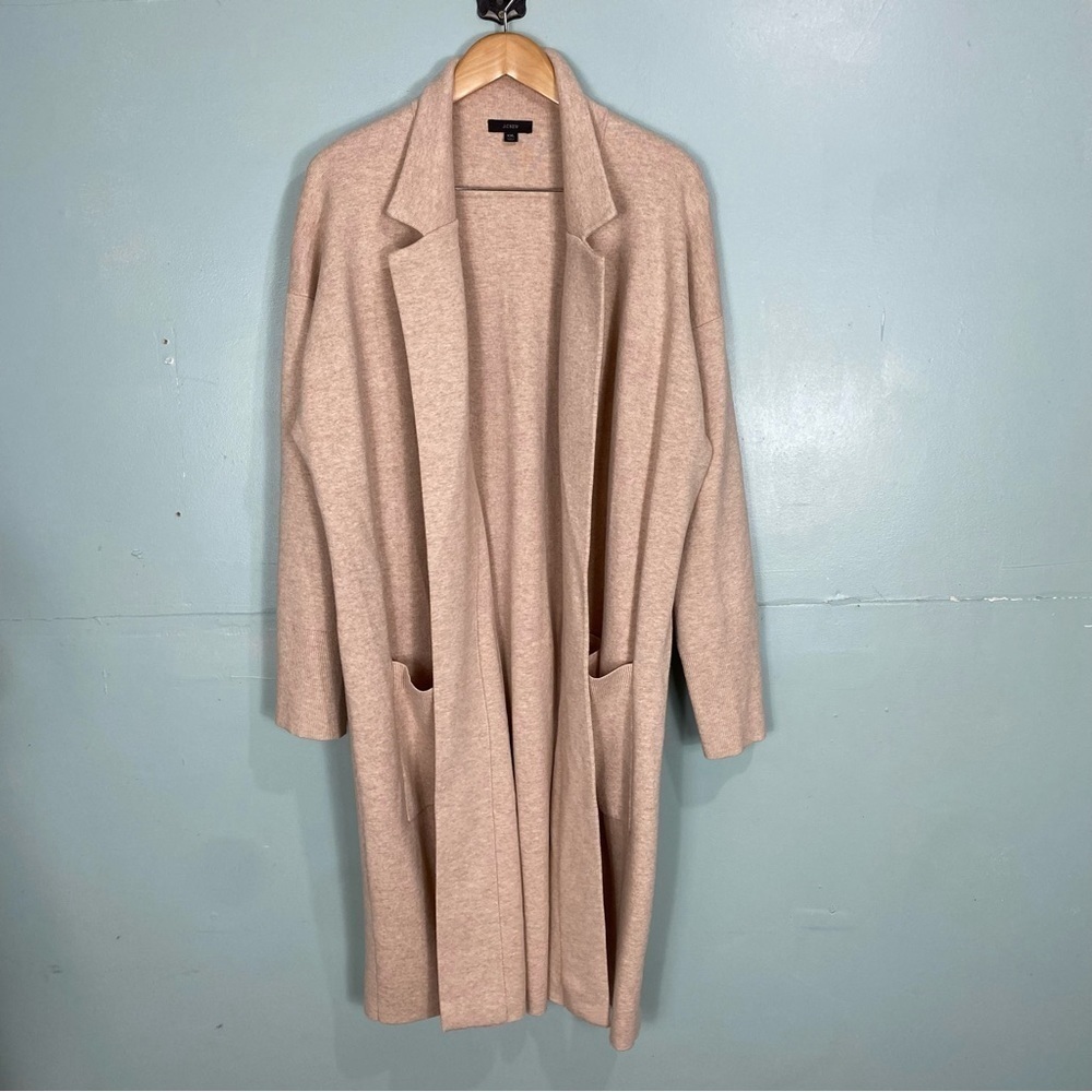 J Crew Ella Open‎ Front Blazer Sweater Cream Long Length AD753 XXL